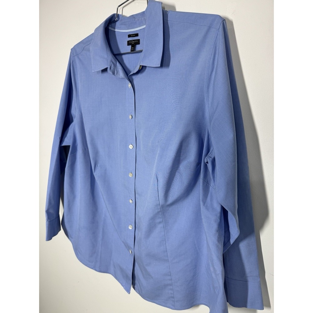 Talbots Non Iron Slightly Fitted Blue Long Sleeve‎ Button Up Shirt Women's 20 - Picture 5 of 9